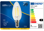 1 STÜCK (VPE) SHADA LED Kerze E14 470lm 4.5W, warmweiss 2700K, C35 klar, EEC: F (0600104)